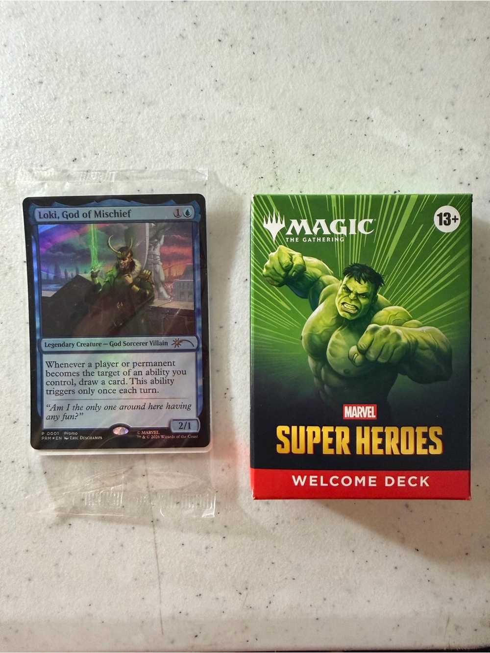 Magic The Gathering Loki God of Mischief SDCC 2026 Promo MTG with welcome deck